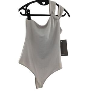 Gray Sparkle Bodysuit Dressy Boutique Top by Le Lis